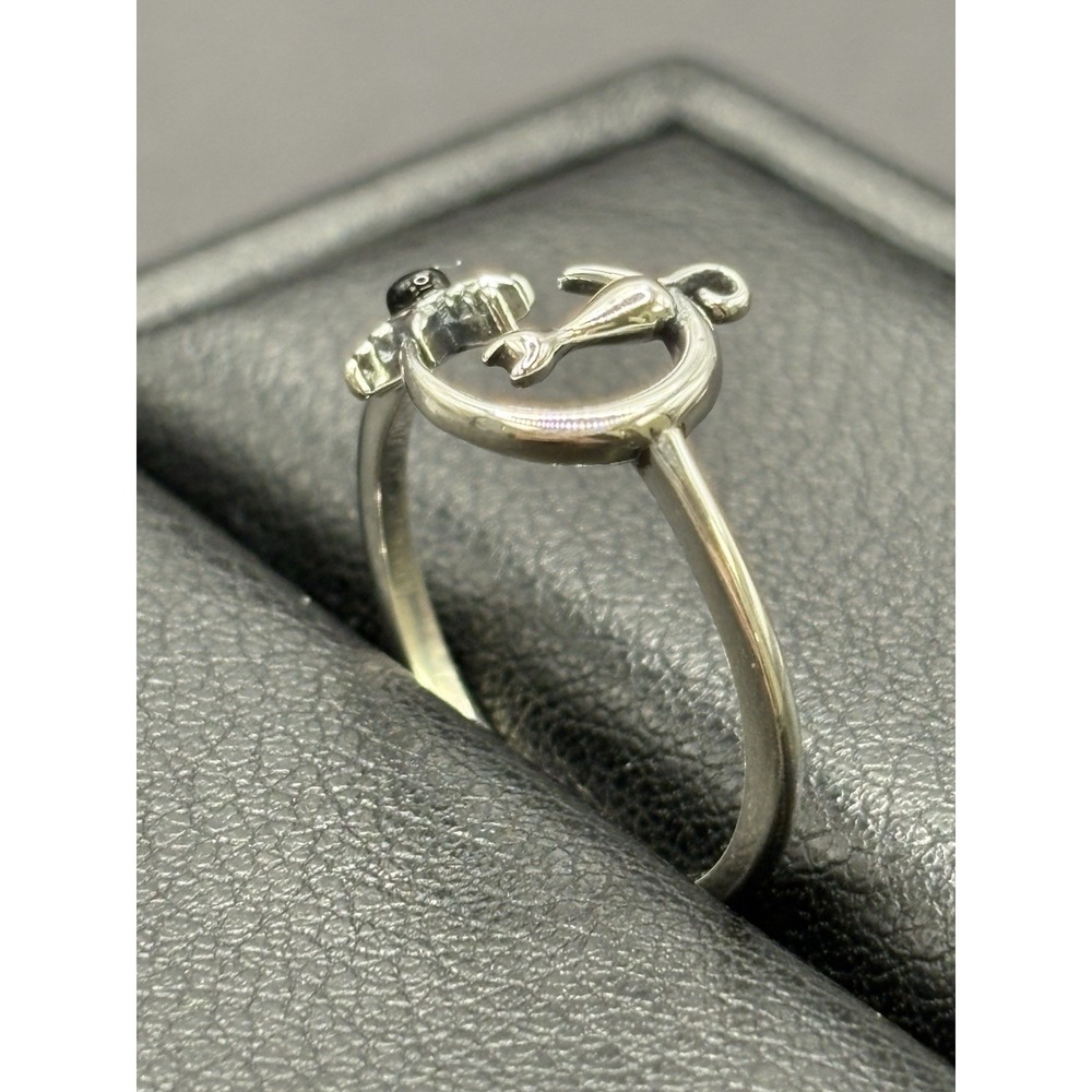 New Condition Sterling Silver Cat Onyx Moon Star Ring Size 7 J17 - Picture 6 of 12